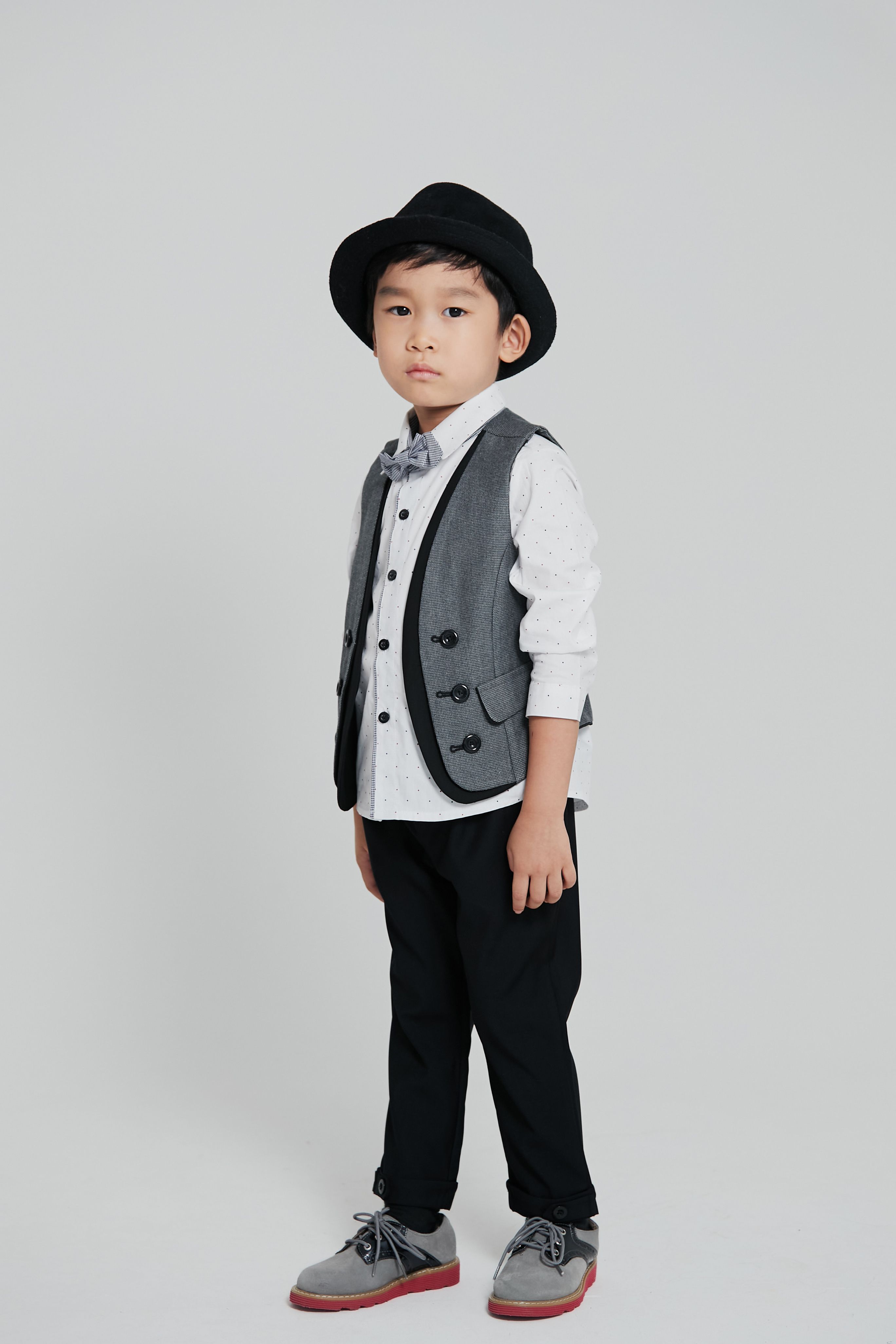 韓國 Coco Bang - 假兩件小紳士背心-灰