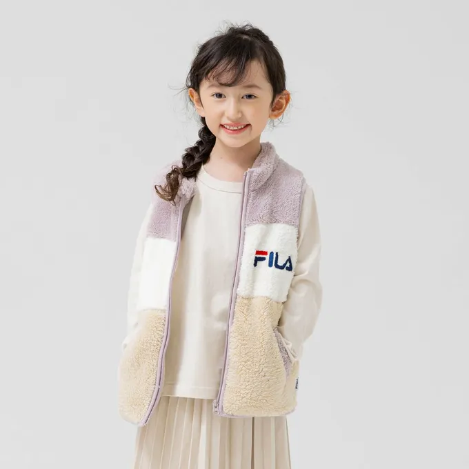 日本 Chil2 - FILA聯名 保暖絨毛背心-黑