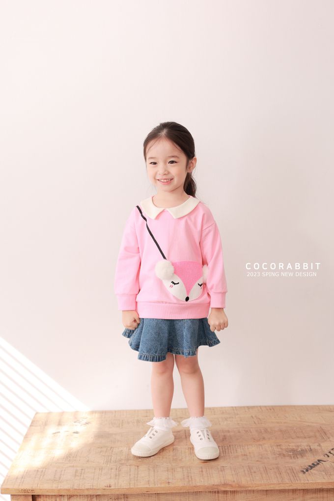 韓國 Coco rabbit - 害羞狐狸翻領長袖上衣-粉