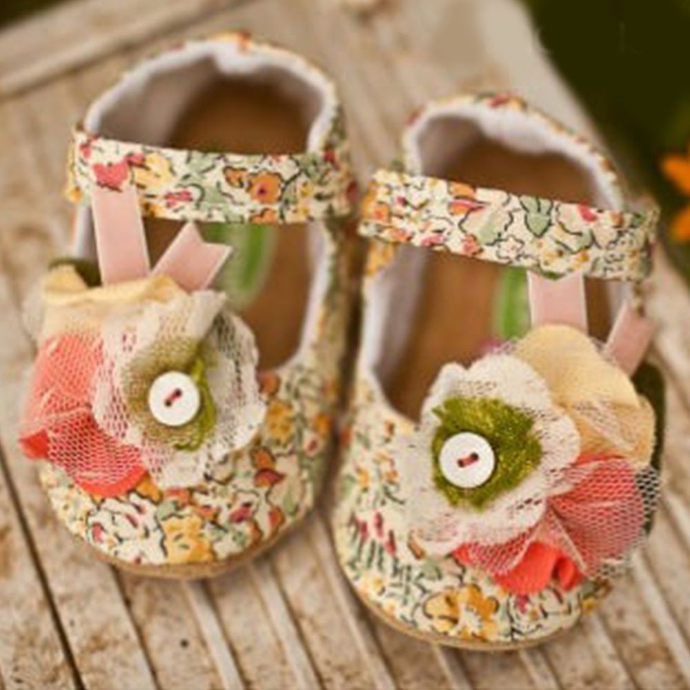 美國 Gracious May - 純手工嬰兒鞋/寶寶鞋/學步鞋-繽紛植物瑪莉珍 (18-24M)