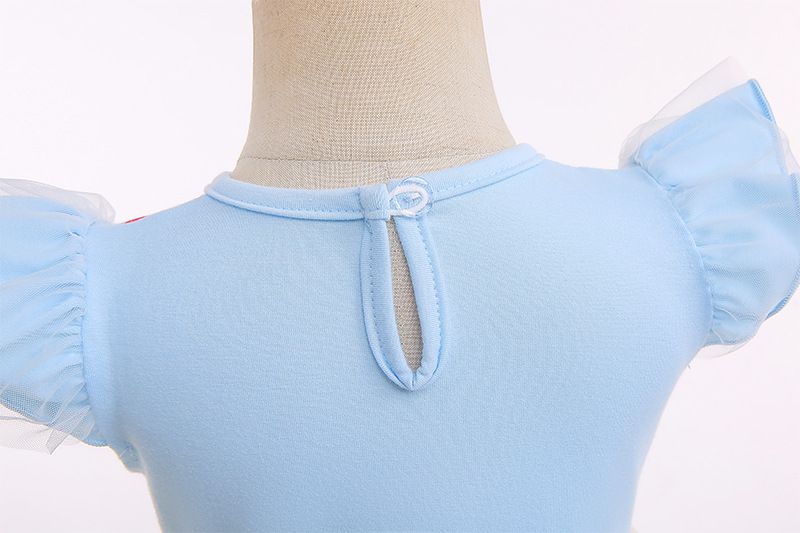 短袖造型公主裙-網紗淺藍