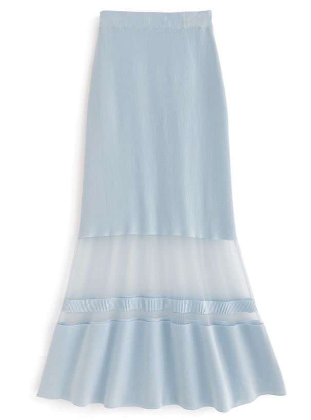 日本 GRL - 夢幻薄紗拼接修身魚尾裙-米杏