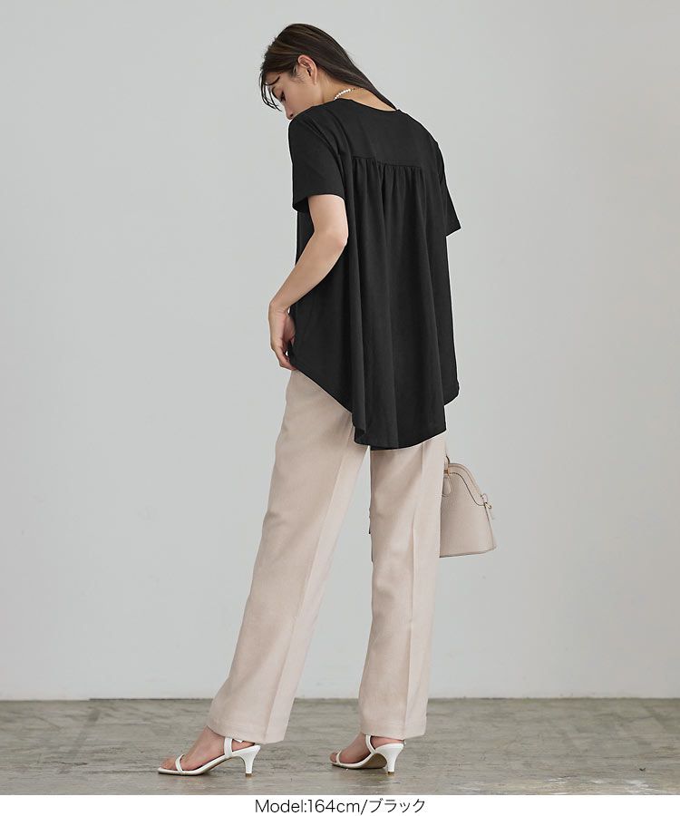 日本 Kobe Lettuce - 圓領柔軟修身短袖上衣-水藍