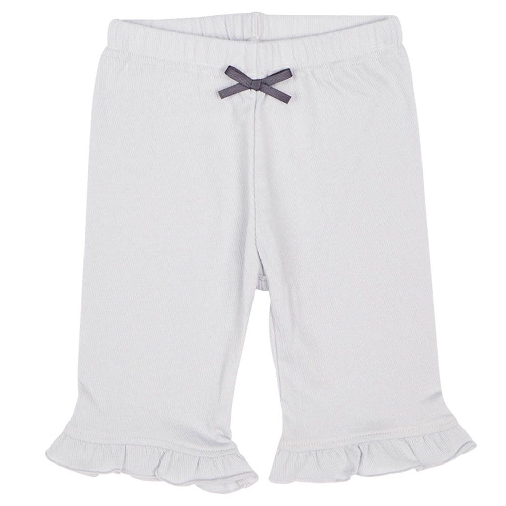 5分內搭褲-褲腳荷葉邊-灰色