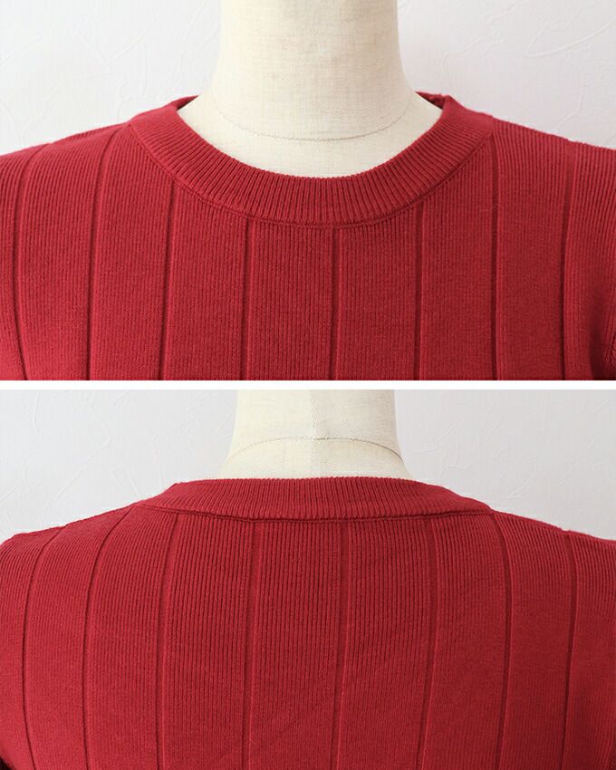 日本 BLUE EAST - 坑條圓領針織上衣-紫