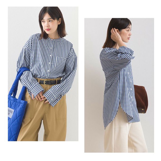 日本 OMNES - 柔滑科技棉 小立領長袖襯衫-黑