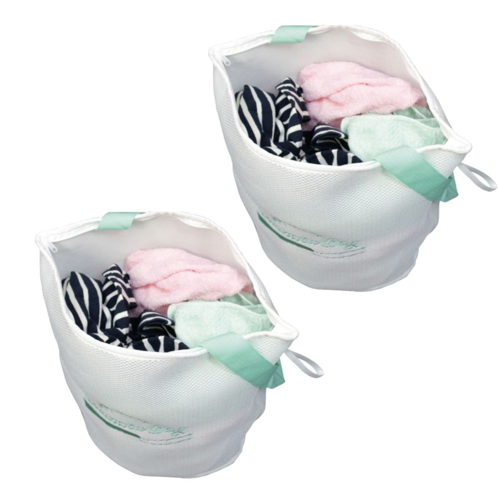 日本 alphax 喜衣袋 - 「買一送一」 三層加厚萬用便利洗衣袋/洗衣籃-水綠-無分隔