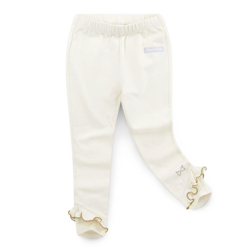 韓國 Jelispoon - 捲邊褲管小蝴蝶結內搭褲-象牙白