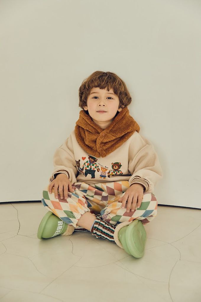 韓國 Mimico - 暖暖毛絨熊耳圍巾帽-咖啡 (Free)