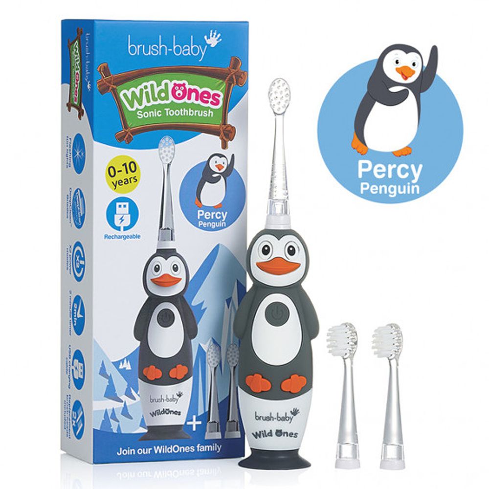 英國 brush-baby - 充電式聲波電動牙刷-企鵝-帕西-0-10歲