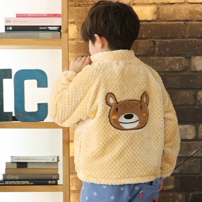 日本 ZOOLAND - 泰迪熊毛絨可愛動物臉休閒外套-貓熊-黑