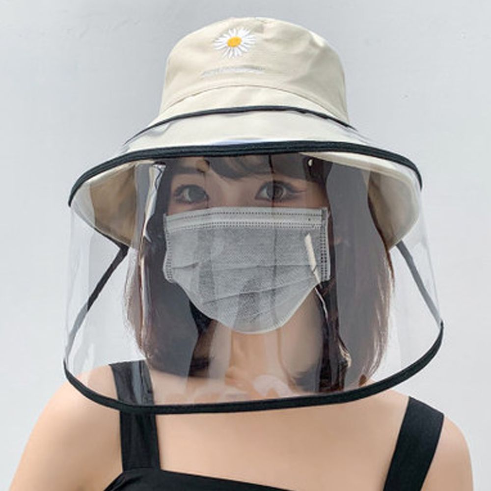 防飛沫漁夫帽可拆式面罩-小雛菊-米色 (頭圍56-58cm)