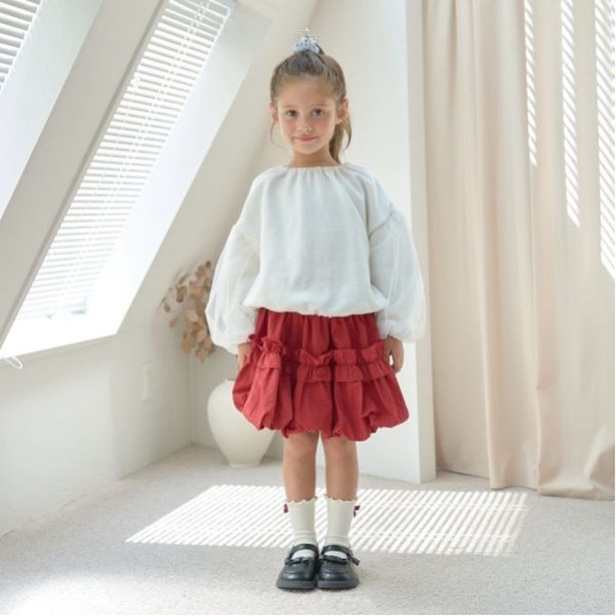 日本 Lycee mine - 澎澎皺摺造型短裙(可調腰圍)-淺粉