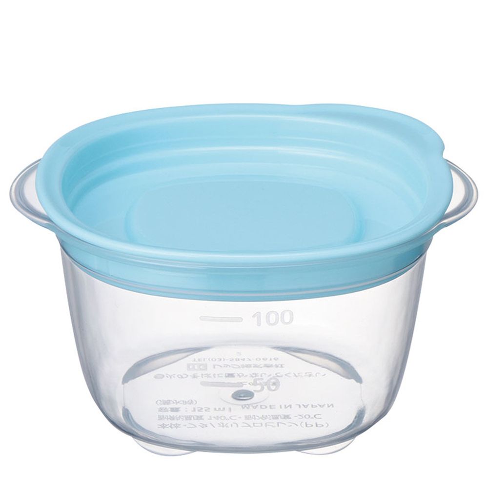 akachan honpo - 副食品分裝盒-清洗容易圓形 M-藍色-4個入/100ml