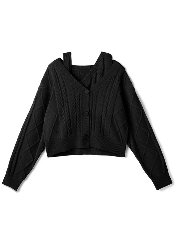 日本 GRL - 不對稱剪裁針織背心+短版外套兩件組-紫