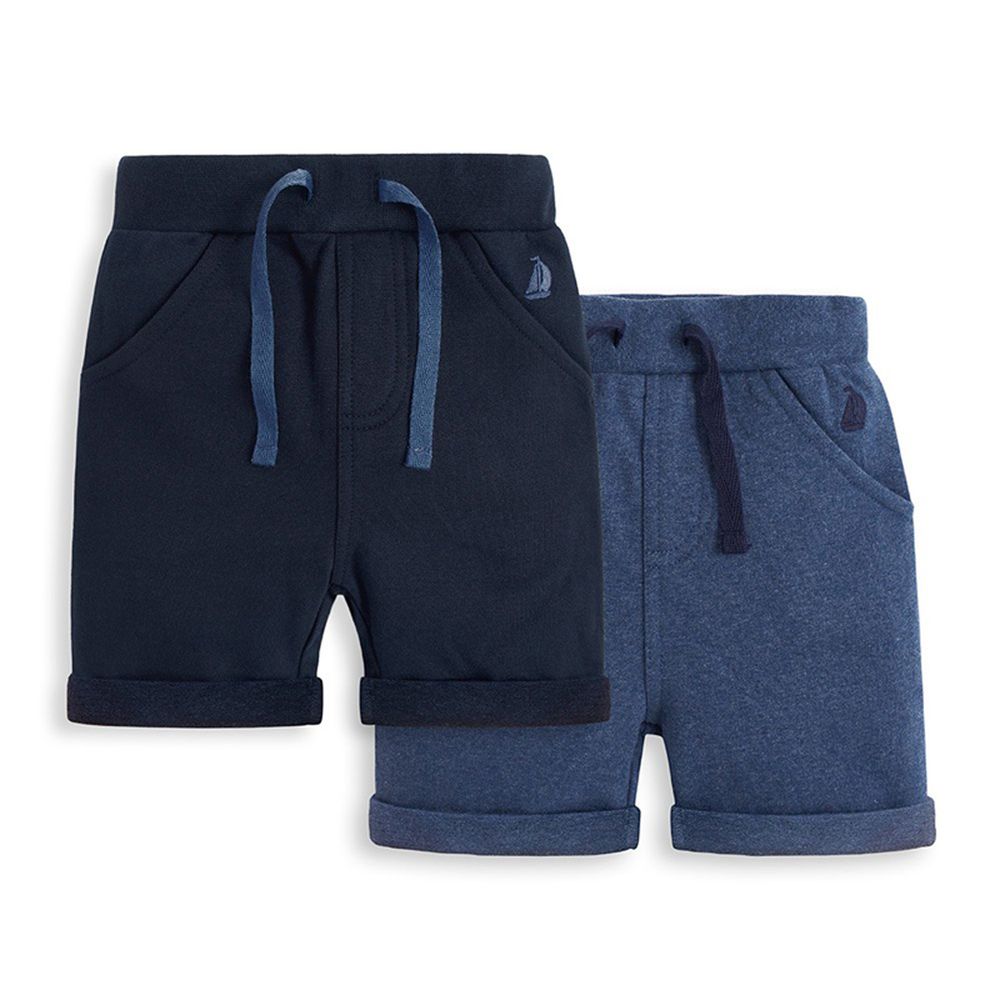 英國 JoJo Maman BeBe - 超優質嬰幼兒/兒童100% 純棉綁繩短褲2入組-海軍藍色