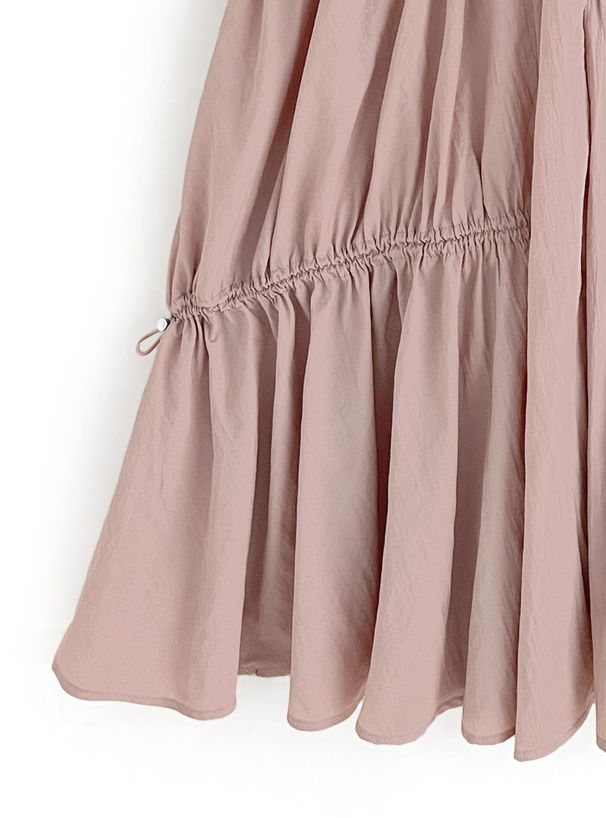 日本 GRL - 前後2WAY不規則抽繩長裙-軍綠