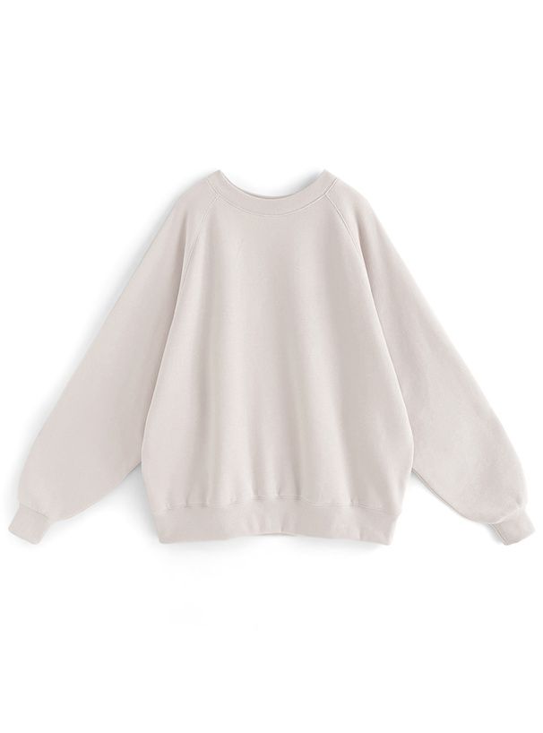 日本 GRL - 圓領內刷毛落肩長袖上衣-薰衣草 (F)