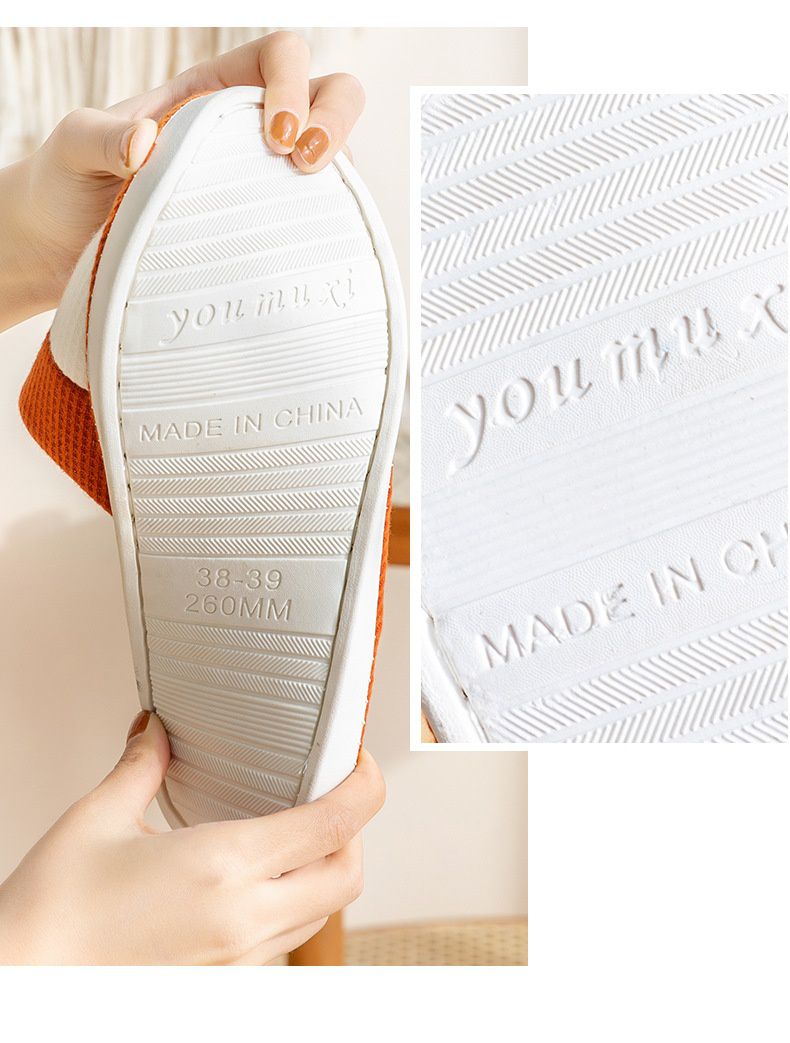 亞麻室內拖鞋-眨眼睛款-粉紅色