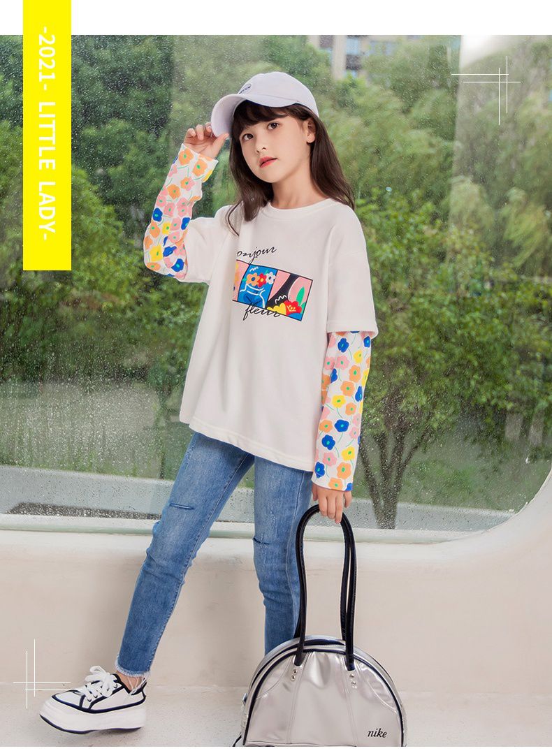 棉質彈力牛仔褲-淺藍色