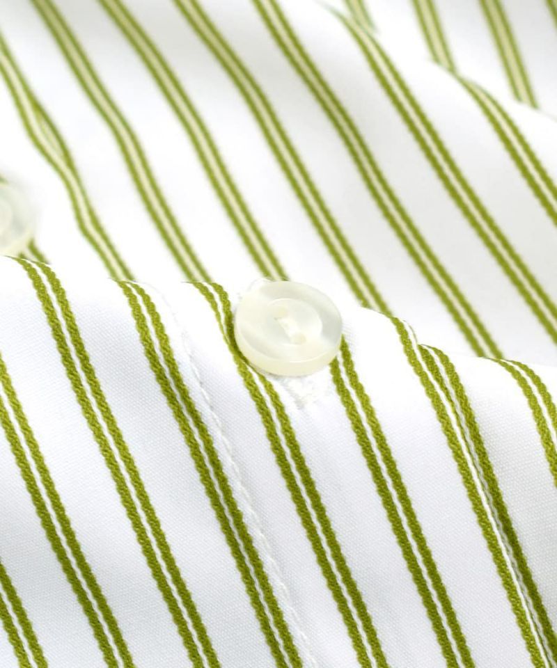 日本 zootie - 男孩風直條紋短袖襯衫-青草綠