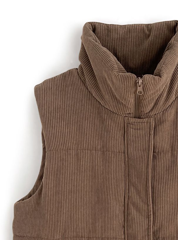 日本 GRL - 燈芯絨抽繩鋪棉背心-米杏 (F)