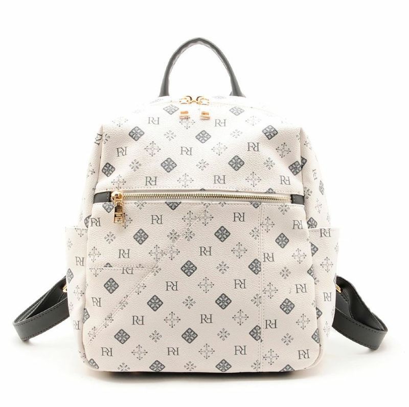 日本 FIRANO - 經典花紋仿皮復古後背包-棕 (30x27x11cm)