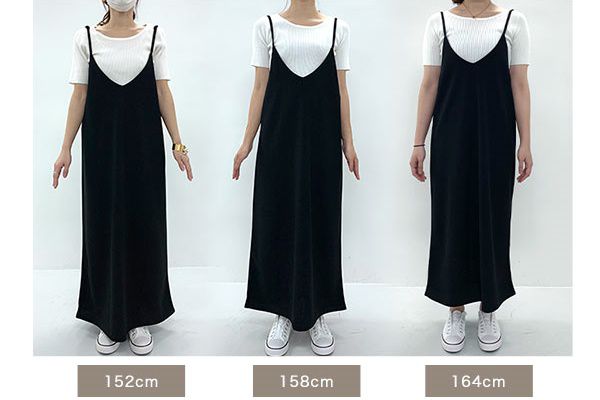 日本 Kobe Lettuce - 休閒簡約V領吊帶裙-黑