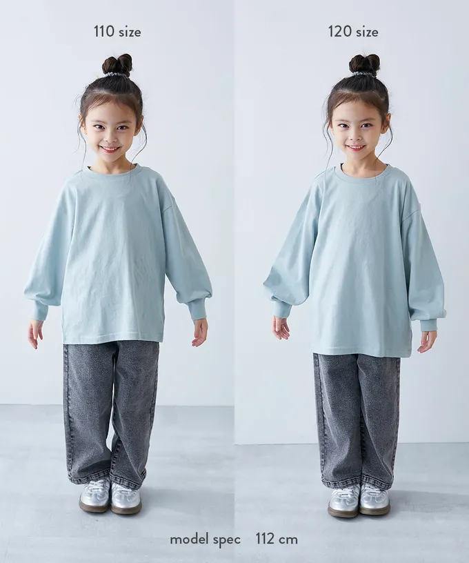 日本 devirock - 100%棉 閃亮金屬印花長袖上衣-愛心-灰綠