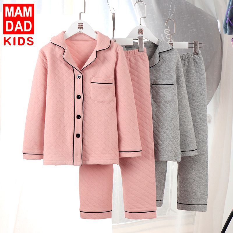 MAMDADKIDS - 純棉排扣睡衣套裝-藍色