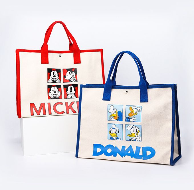 簡約帆布大容量托特包-卡通人物米奇-紅色 (30x40x14cm)