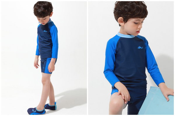 韓國 OZKIZ - 抗UV防曬兒童泳裝-二件組-海豚粉紅