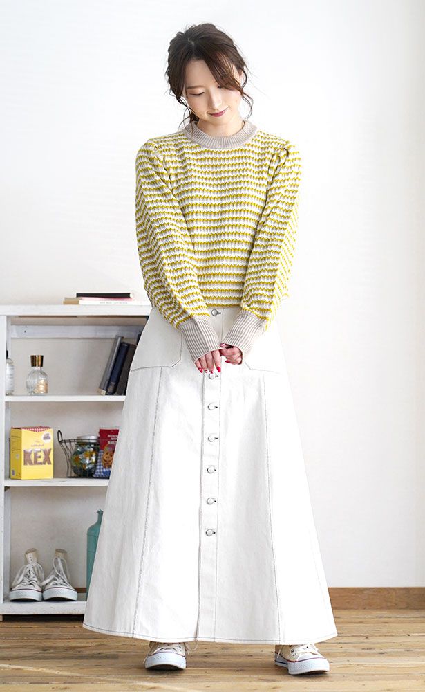 日本 zootie - 撞色線條圓領針織毛衣-開心果