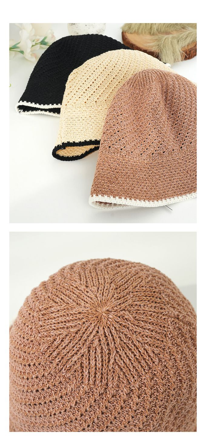 韓國 Soo&Soo - 基本百搭款編織漁夫帽-米杏