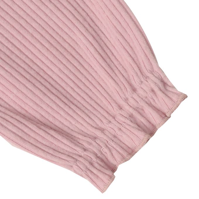 akachan honpo - 長袖假兩件休閒上衣-刺繍-粉紅色