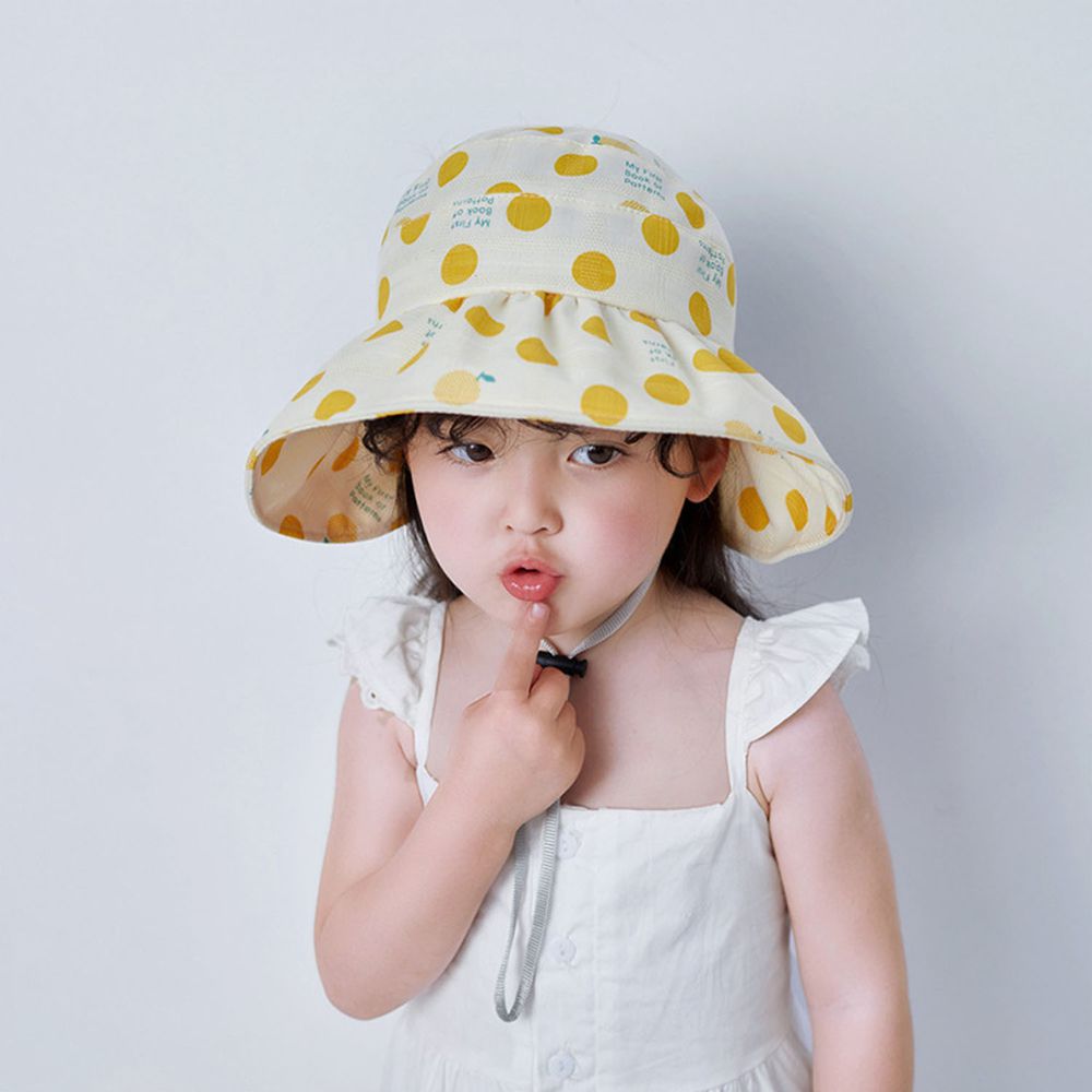 兒童薄款空頂遮陽帽-黃色點點 (49-51cm)