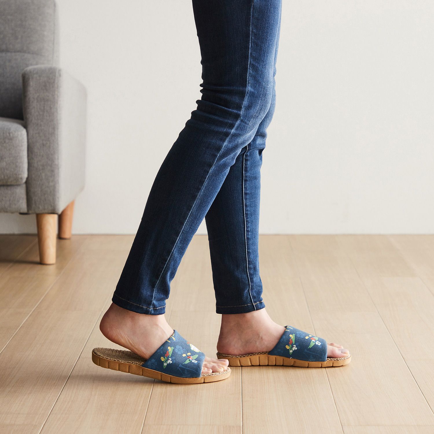 日本千趣會 - 迪士尼 輕量亞麻夏季室內拖鞋-奇奇蒂蒂-粉紫 ((22.5-24.5cm))