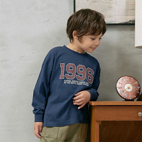 日本 b-ROOM - 定番標語百搭長袖上衣-象牙白