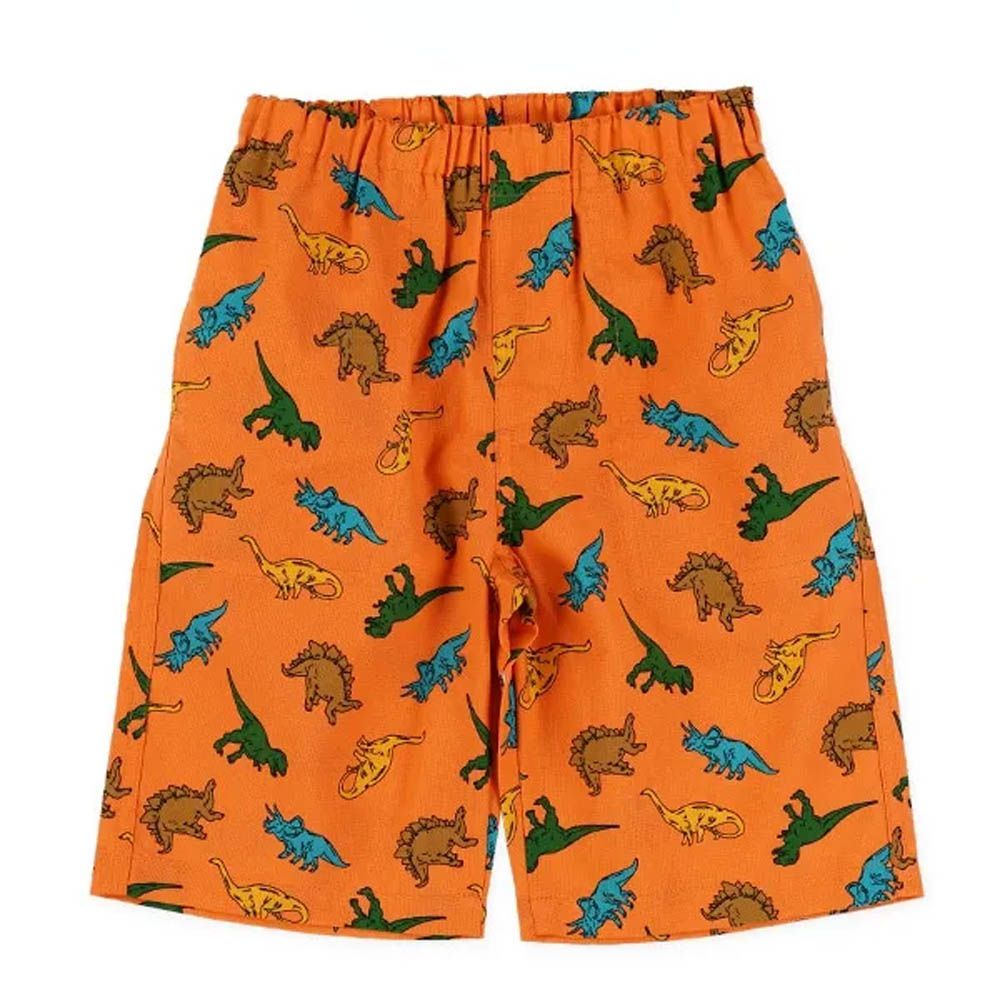 100%棉 滿版恐龍印花短褲-亮橘