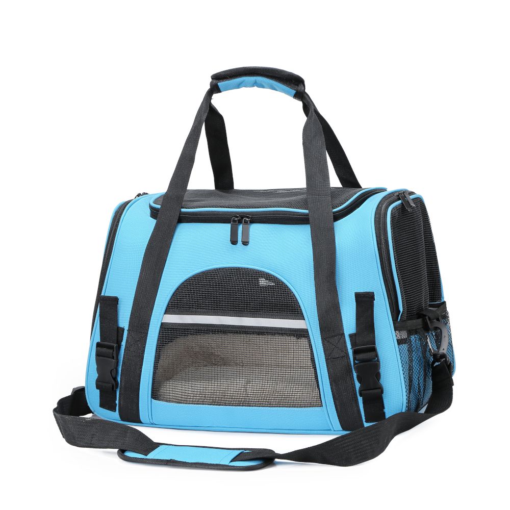 透氣寵物包 便攜可折疊透氣貓狗包袋 貓咪包 寵物旅行包 (WIN-666 )-藍色