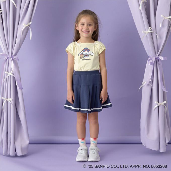 日本 Lycee mine - 100%棉 海洋風法式澎袖上衣-卡通人物大耳狗-紅白條紋