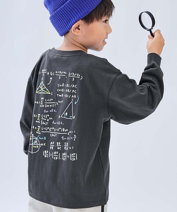 日本 devirock - 100%棉 定番印花寬版長袖上衣-BEGIN-黑