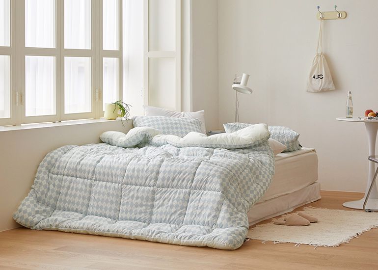 韓國 Maatila - 可水洗M2全方位抗菌防蟎棉被(冬被)-米藍菱形紋