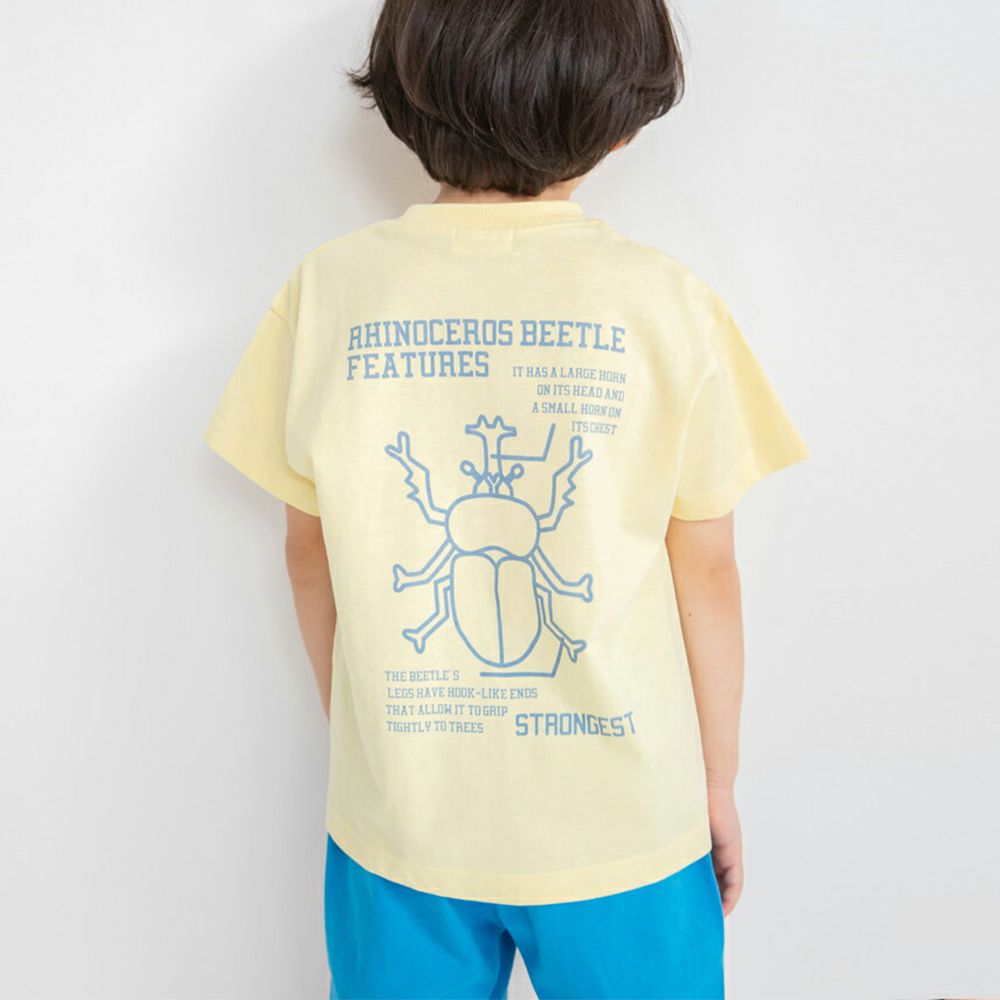 舒適棉印花短袖上衣-甲蟲-奶油黃