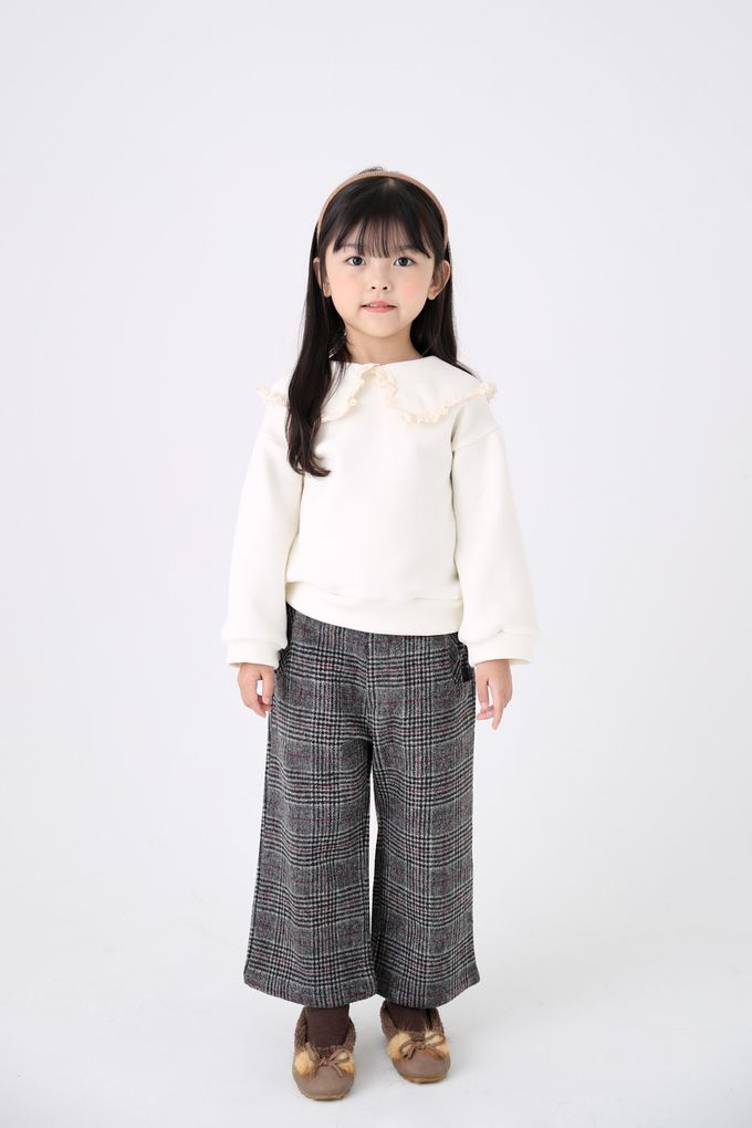 韓國 Coco Bang - 蕾絲布裝飾翻領長袖上衣-粉