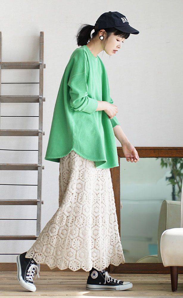 日本 zootie - 100%棉  百搭圓領薄長袖上衣-柳橙橘