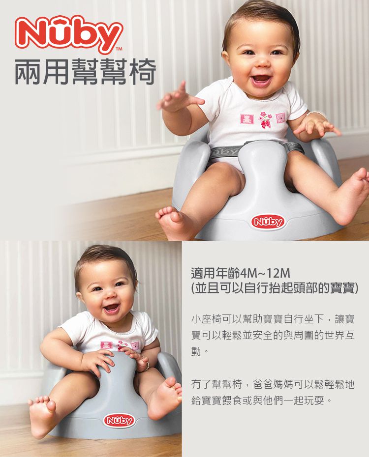Nuby - 兩用幫幫椅+餐盤配件-湖水藍