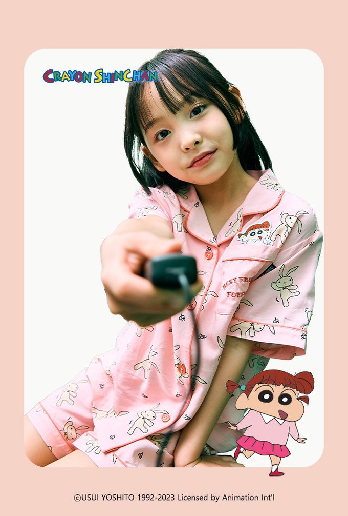 韓國童裝代購 - SPAO KIDS短袖睡衣套裝-卡通人物妮妮-粉