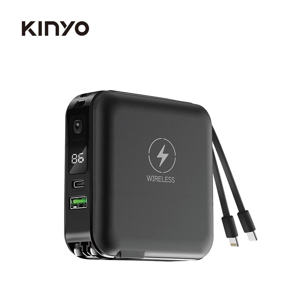 KINYO - 12000mAh 7in1雙線夾心萬用充 KPB-2650-黑色