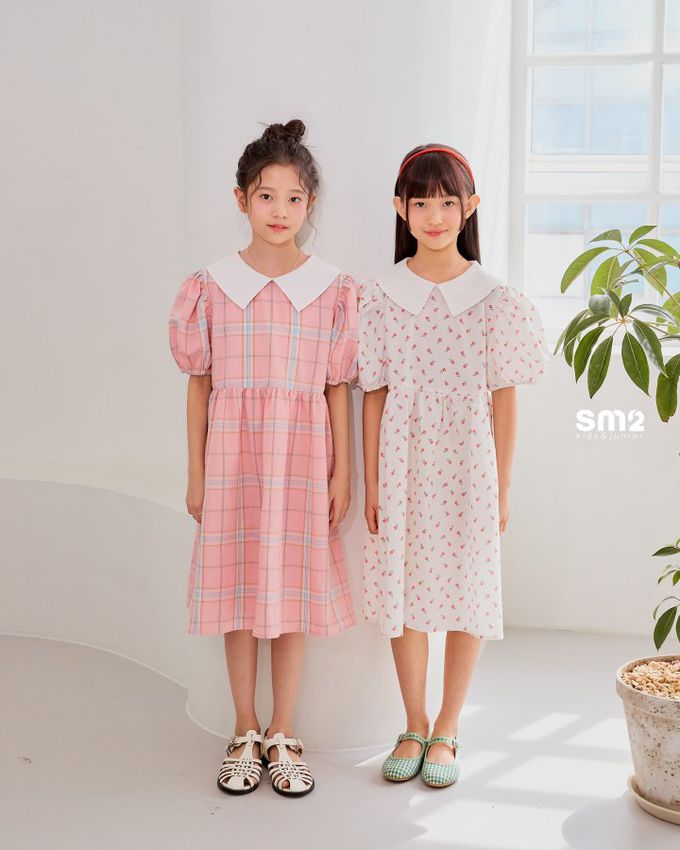 韓國 sm2 - Lovely印花泡泡袖洋裝-滿版玫瑰-象牙白